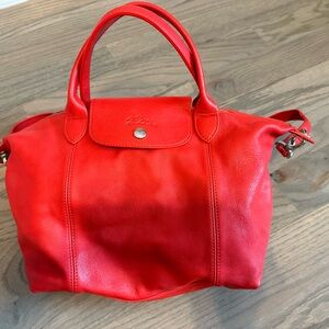 Longchamp Red leather tote bag